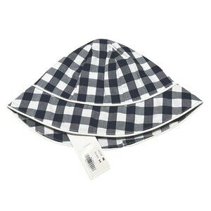 Janie & Jack Plaid Rimmed Bucket Hat Sz 6-12 Months Baby Girls Navy Blue & White